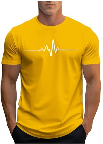 Tee Shirt Homme Sport Tshirt à Manches Courtes T-Shirts Ete Imprimé Teeshirt Col Rond Haut D'Été Streetwear Grande Taille Fin Cut Top Coton Délavé Habit Casaul Vêtements