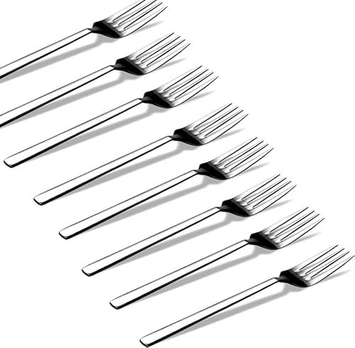 8 PCS Cake Forks,Stainless Steel Forks Set Mini Fork for Dessert Fruit, Stainless Steel Small, Dishwasher Safe Cutlery Starter, Dessert Forks for Home Kitchen and Restaurant, Silver
