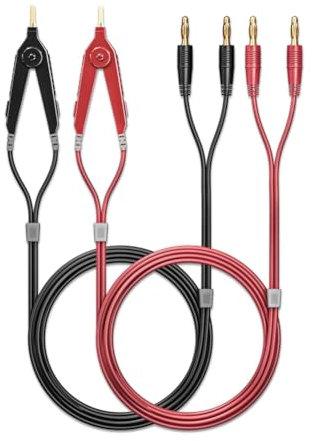 Kissmii Messgeräte-Messleitungen, Kelvin-Klemmen, Kabeldrähte auf 4 mm Bananenstecker, Vergoldet