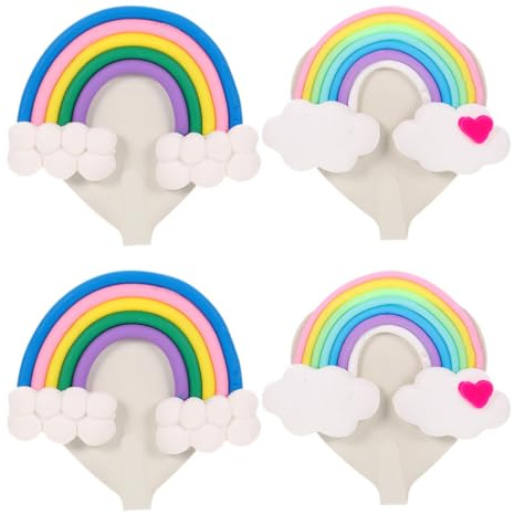 PRETYZOOM Selbstklebende Wandhaken Wolken-Regenbogen-Design Ohne Bohren 4Er Set Klebehaken Für Taschen Hüte Und Handtücher Dekorative Haken Für Kinderzimmer Schlafzimmer Und Wohnzimmer
