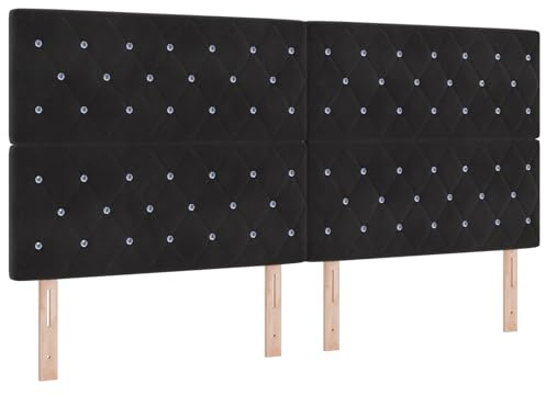 vidaXL Boxspringbett mit Matratze Schwarz 200 x 200 cm Samt, Stylisches minimalistisches rechteckiges Bett, modernes, langlebiges Samtbox-Kissen, verstellbare Kieferntmatratze.