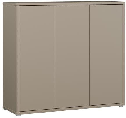 Forte Alice Springs Schuhschrank 100 110, modern-minimalistisch, 3-türig, Flurschrank, Holzwerkstoff, Taupe, 109,2 cm breit x 99,1 cm hoch x 34,9 cm tief