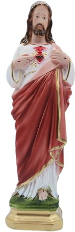 Generico Heiliges Herz Jesu, Gips, handverziert, 30 cm, für Innenräume, hergestellt in Italien