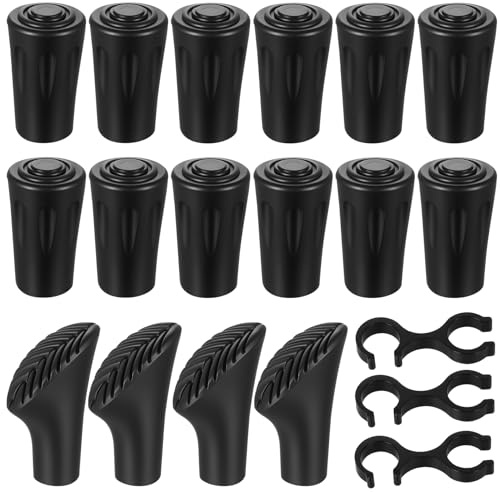 16 Tapones de Goma 11 mm para Bastones de Senderismo | protector de punta para bastones de trekking y marcha nórdica, con 3 hebillas de 8 mm, ideal para repuesto y uso diario