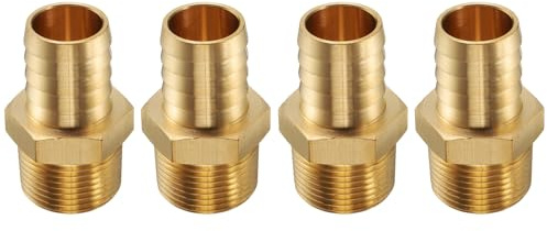 QUARKZMAN 4 Pièces Raccord À Barbe en Laiton 1 NPT Mâle pour 1 ID De Tuyau pour Raccord De Tuyau De Brassage À Domicile Connecteur De Tour À Filetage Direct Construction Durable