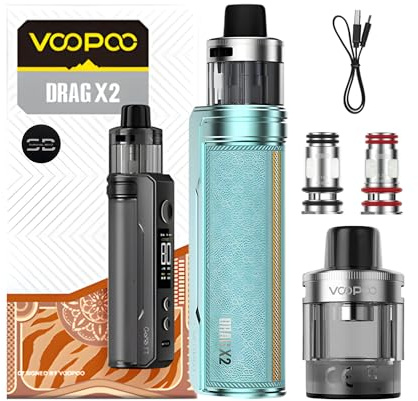 Voopoo Drag X2 Vape Kit [Snow Blue] - Available in 16 colours - Type-C Fast Charge, 18650 Battery (sold separately), 80W, 0.96 TFT - Compatible with PnP X Pods & Coils - No Nicotine