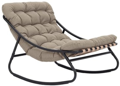 Rebecca Mobili Schaukelstuhl, Relaxsessel, Hellbraun, Stahl und Polyester, Modern - Maße HxBxT: 74 x 101 x 78 cm - Art. RE7306