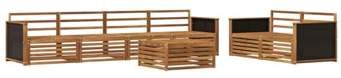 vidaXL Outdoor-Sofagarnitur 7 pcs Natur Massivholz Akazie, Garten-Lounge, modernes Outdoor-Sofa, modulares Set für Terrasse, Bequeme Sitzmöbel