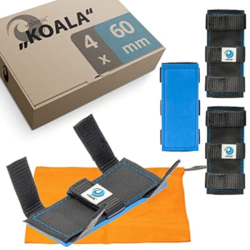 valonic Koala - 4X Kantenschoner für Spanngurt - Neopren Pad Polster, Kantenschutz Set mit Klettverschluss - für SUP, Kajak - Gurtbreiten bis 60mm, Aufbewahrungsbeutel, Felgenschutz