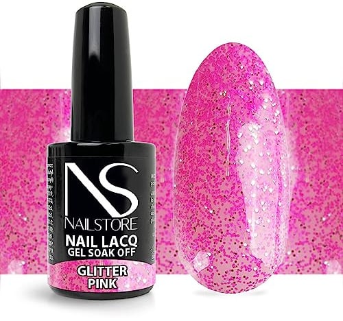 Nail Store Smalto Semipermanente Glitter Pink 15ml – Smalto Gel Unghie Rosa Glitter Professionale – Brillantezza Cristallina e Lunga Durata – UV/LED Made in Italy