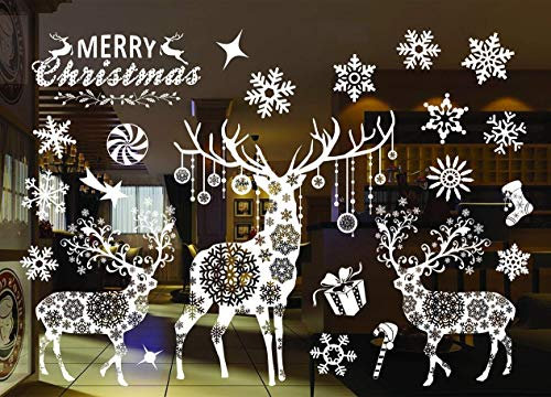 Sinwind Weihnachten Fenstersticker, Fensteraufkleber PVC Fensterbilder Weihnachten Fensterdeko selbstklebend Fensterfolie Weihnachtsdekoration