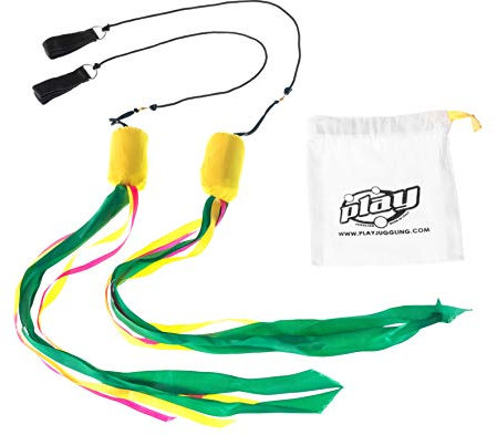 Spiel Jonglieren - Ribbon Bolas mit farbigen Jonglierbändern - Gelb