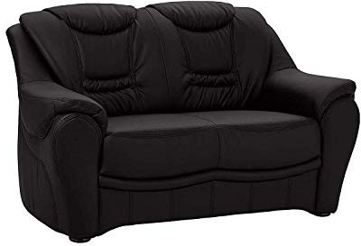 Cavadore 2-Sitzer Bansa mit Federkern / Polstercouch in Leder / 148 x 94 x 95 / Echtleder Schwarz