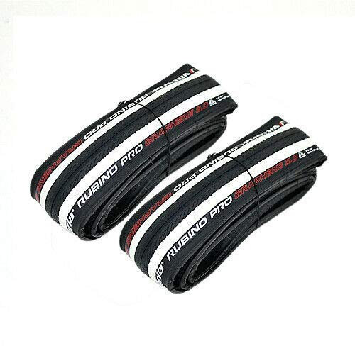 Vittoria Rubino Pro IV G2.0 Graphene Clincher Tire 700x25C, White and Black, 2 Tire, VT1828