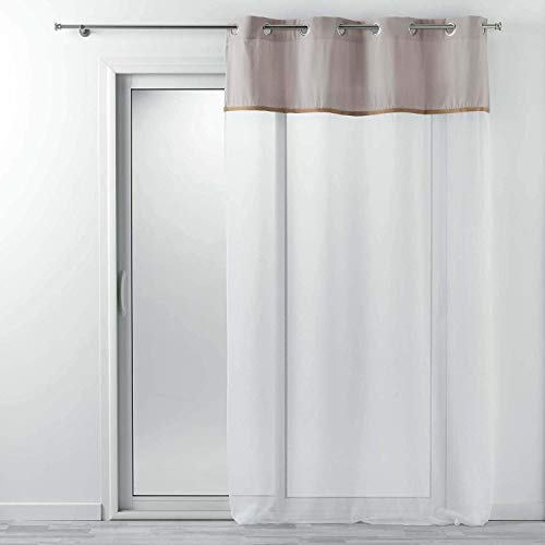 Douceur d'Intérieur, Kelonia Ösenvorhang, 140 x 240 cm, Grau, sandgestrahlt, Top aus Polycotton und Jute