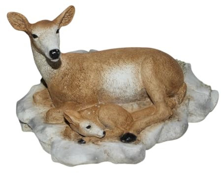 Castagna Dekofigur Tierfigur Wildrot REH mit Bambi Rehkitz liegend Kollektion Resin H 15 cm