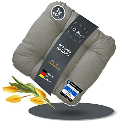 LILENO HOME 1 coussin de chaise gris clair (38 x 38 x 8 cm) – Coussin d'assise pour chaise de jardin, cuisine ou salle à manger – Confortable, résistant aux UV et adapté pour l'intérieur et