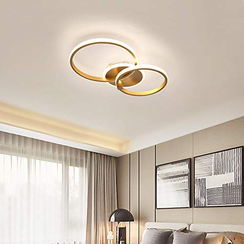 Deckenlampe Schlafzimmer Wohnzimmerlampe Modern Rund Ring Design Gold LED Dimmbar Büro Esszimmer Badezimmer Flurlampe Fernbedienung Decken Pendelleuchte Chic Acryl Schirm Küchen Deko Deckenleuchten