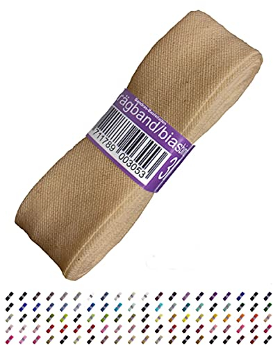 Sandras-Bastelladen Schrägband/Einfassband Baumwolle Uni gefalzt 3m x 20mm 889-Beige