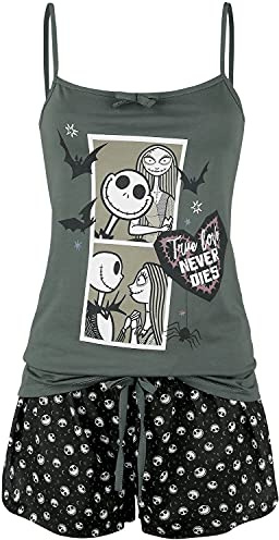 The Nightmare Before Christmas Comic Frauen Schlafanzug schwarz/grau