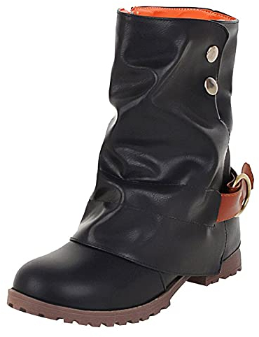 Scarpe da Donna Western Stivali Stivaletti Punta Etnici Stivaletti Donna Retro Autunno Inverno Cerniera Tacco Quadrato Stivaletti Corti Scarpe Punta Rotonda (41,Nero)