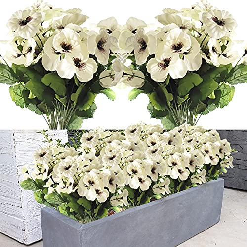 QIANYUN Künstliche Blumen, Stiefmütterchen, Seidenblumen, kreative Heimeinrichtung, Simulationspflanze für Hochzeit, Zuhause, Outdoor, Friedhof, Party, Dekoration, Größe 40 cm, Weiß, 4 Stück