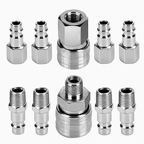 Nutmanel 10 x 1/4 inch BSP Euro Druckluftanschluss Druckluft Zubehör Schlauch Adapter Druckluft Werkzeug Druckluftstecke Gewindeanschluss