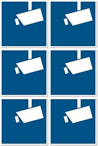 Überwachungskamera/Videoüberwachung, Gebotszeichen nach DSGVO/BDSG nach DIN 33450 - Aufkleber: Ø 5 cm, 6 Stück
