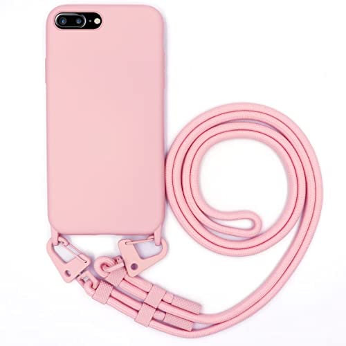 GoodcAcy Funda con Cuerda para iPhone 6 Plus/iPhone 6S Plus,Carcasa Suave Silicona PC con Correa Colgante Ajustable Collar Correa de Cuello Cadena Cordón para iPhone 6 Plus/iPhone 6S Plus,Oro Rosa