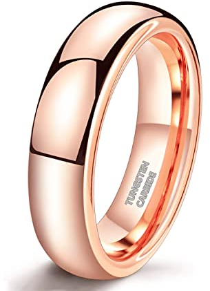 Zakk Ringe Damen Herren Wolfram Rosegold Vorsteckring Schmal Schlicht Poliert Verlobungsringe Eheringe Trauringe 2mm 4mm 6mm (6mm,58 (18.5))