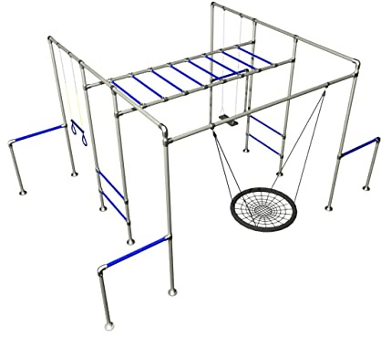 Monkey Bar Store The JUNGLE+ Climbing Frame Monkey Bars from the Galvanised Steel Construction (BLUE)