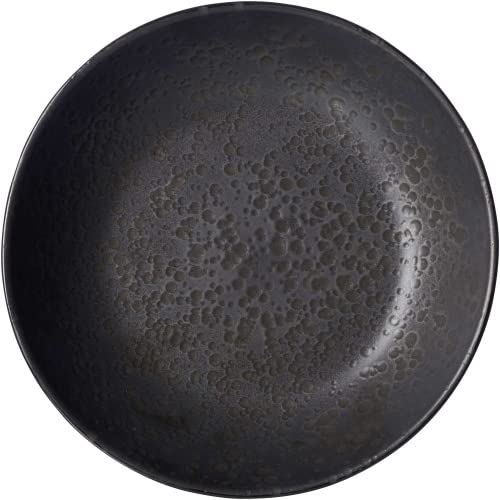 Ritzenhoff & Breker Kitwe Suppenschale, 20 cm, Tiefe Schale mit matter Maserung, Unikate durch Reaktivglasur, Steingut, Schwarz
