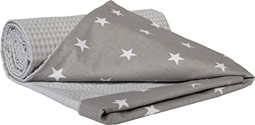Medi Partners Babydecke Baby Decke Neugeborenen - Kuscheldecke Geschenk Babydecken 75x100cm für Kleinkinder Mädchen Krabbeldecke Kinderbett Kinderwagen 100% Baumwolle (Sternen mit Grauen Waffel)