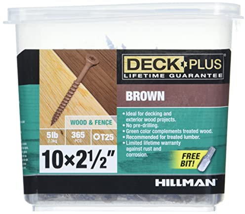 Deck Plus Tornillos para madera, tornillos exteriores marrones, 2-1/2 x #10, 5 libras