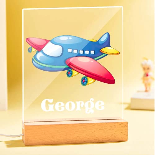 VEELU Nachtlicht Kinder Personalisierte LED Lampe Flugzeug Geschenke Baby mit Name Arcyl Nachtlampe Raumdekoration Geschenk für Mädchen Junge Kinder Geburtstagsgeschenk