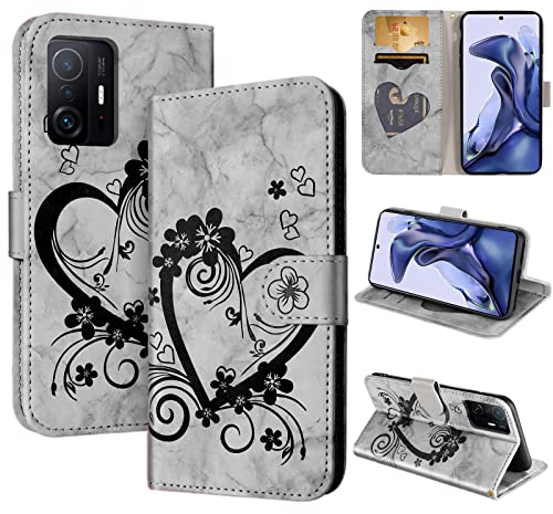 CASAFUNY Handyhülle für Xiaomi 11T/11T Pro 5G Hülle Tasche PU Leder Flip Case Brieftasche Kartenfach Klapphülle Handytasche Case Schutzhülle für Mi 11T/11T Pro, Schwarz