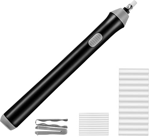 OFFCUP Goma Portátil Automática, Borrador con 10 * 2,3mm y 12 * 5mm Recargas, Rápido, Limpio, Eficiente, Boceto, Borrador Eléctrico para Arquitectos, Ingenieros y Estudiantes(Negro)