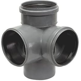 110mm Corner Branch Push-FIT Jointing Fitting, 90 Deg, Ring Seal Soil Pipe, Grey, PVC Plumbing