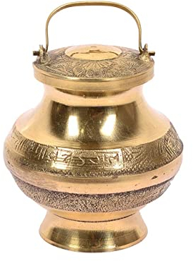 Brass Kalash Lota Pot Utensil Drinkware for Pooja Puja Decoration - Temple Home Office - Pure Copper Vessel - Size: 3