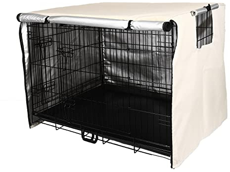Sensong Hundekäfig Abdeckung für Drahtkäfige 124.5x79x84cm Beige | Hundebox Abdeckungen Winddicht Langlebig für Hundehütten Hundekäfig Zubehör Innen Draussen Zuhause