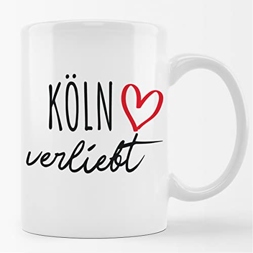 Huuraa Tasse Köln verliebt Geschenk 330ml Weiß Köln Präsent