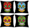 Tucocoo Kissenbezüge, Totenkopf-Motiv, dekorativ, zweiseitig bedruckt, modern, quadratisch, für Sofa, Couch, Auto, Bett, Heimdekoration, Geschenke, 45,7 x 45,7 cm, 4 Stück