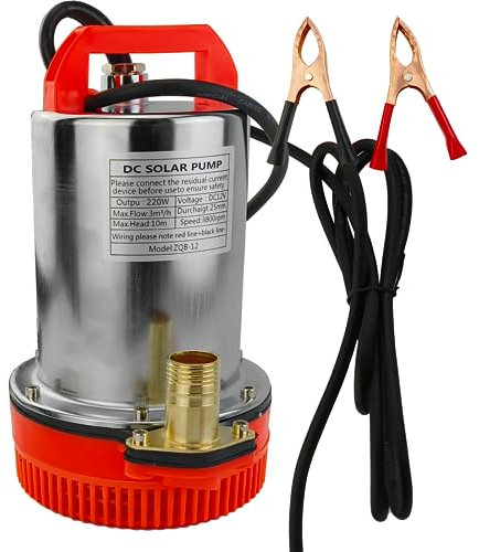 DC 12V Submersible Water Pump Submersible Deep Well Water Pump 1 inch Outlet，Irrigation Water Pump with Upgrade Copper Motor