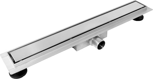 BALNEO Caniveau de Douche, Caniveau 50 Siphon de Sol en Acier Inoxydable, Bas 52mm, Ensemble Complet avec Grand Tamis, Caniveau de Douche des Deux Côtés avec Panneau ou sous Plaque, Duplex Next 2en1