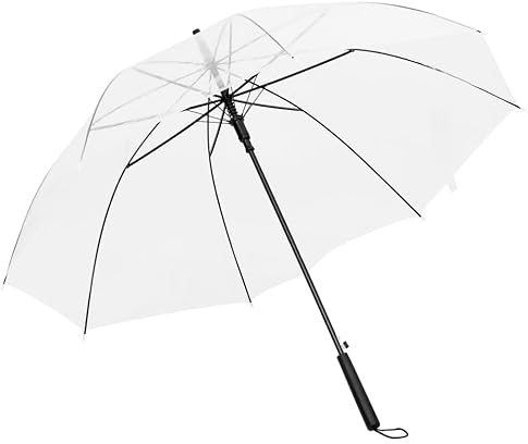 vidaXL Paraguas Palo Manual Sombrilla de Lluvia Antiviento Hombre Mujer Portátil Viaje Camina Acampa Caza Robusto Duradero Transparente 100 cm