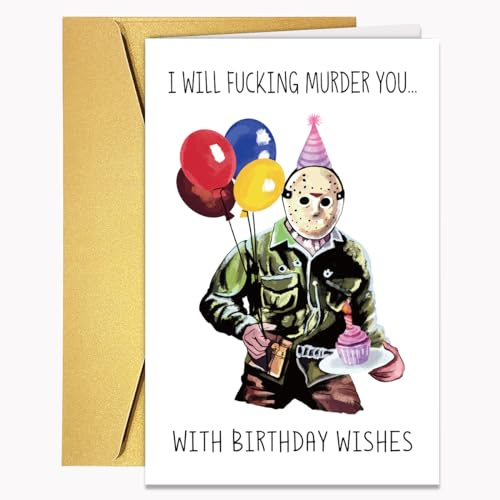 MOCO PAPER Funny Jason Birthday Cards for Him Her, Horror Movie Theme Birthday Gift, 80s Pop Culture, Movie Art Prints, Handmade Happy Birthday Party Favors, Style H