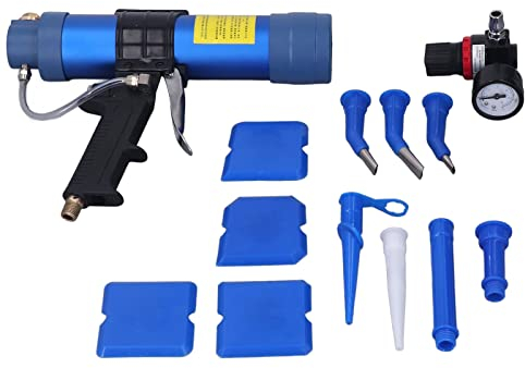 Pistolet à Colle Pneumatique En Verre, Pistolets À Calfeutrer, Pistolet à Colle De Calfeutrage En Silicone Avec Manomètre, Outil De Pistolet à Sceller les Joints De Mastic à L'air(310ml)