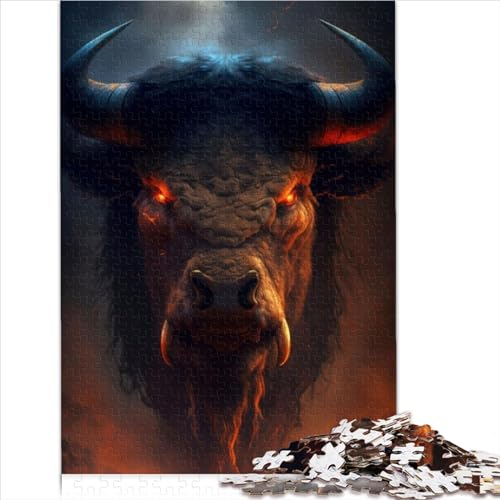1000 Teile Puzzle-Spielzeug, Dämonischer Bison, Puzzle für Erwachsene, Puzzle aus Pappe, Puzzle für Erwachsene, Kinder, Lernspiel, Herausforderungsspielzeug (26 x 38 cm)