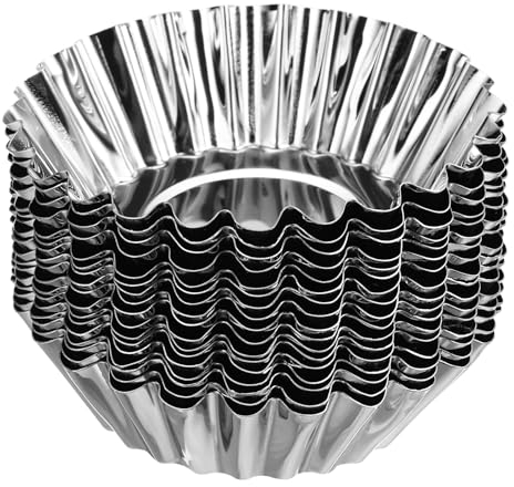 sourcing map 20pcs Cupcake Mold, Stainless Steel Mini Cupcake Cake Pans Baking Tool for Cupcakes, Mini Cake, Desserts, Pudding, Polygon Flower Shape 2.8 x 0.8 inch