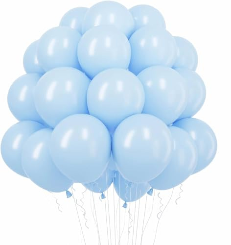 Luftballons Geburtstag [100 Stück] • 30cm Premium Ballons aus 100% Naturlatex • für Luft und Helium • Deko Dekoration Kindergeburtstag Partydeko Party, Farbe: Hellblau